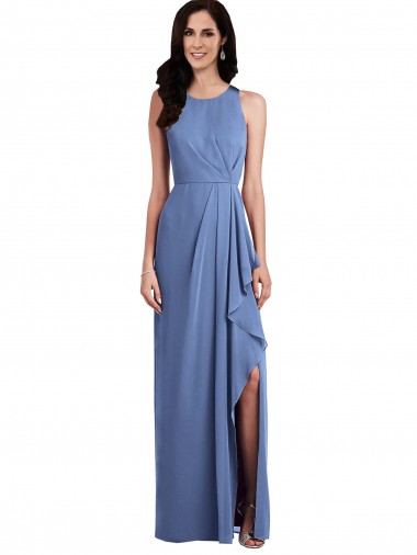 Keyhole Back Windsor Blue A-Line Jewel Neck Long Bridesmaid Dress Bolton