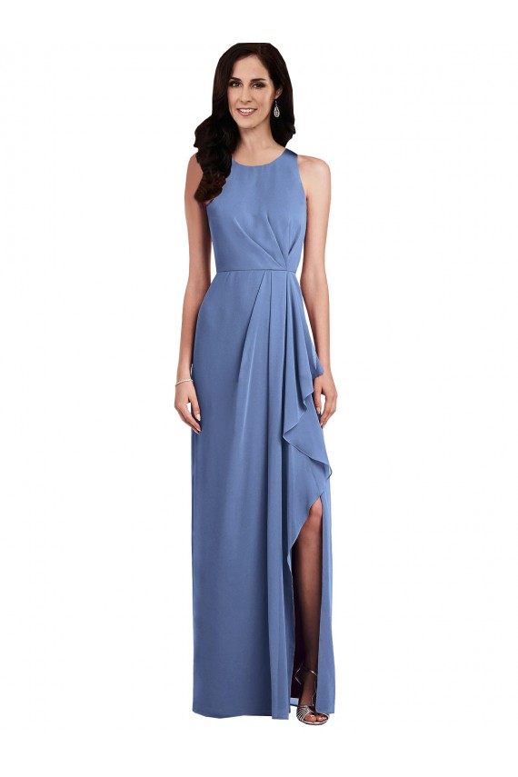 Keyhole Back Windsor Blue A-Line Jewel Neck Long Bridesmaid Dress Bolton