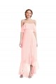 Pink A-Line Off the Shoulder Long High Low Bridesmaid Dress Bolton