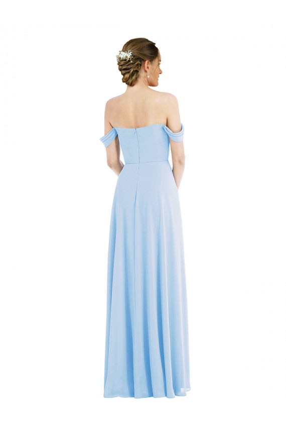 Light Sky Blue A-Line Off the Shoulder Long Formal Evening Gown / Bridesmaid Dress Bolton