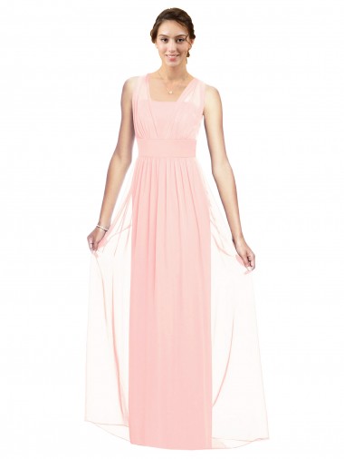 Pink A-Line V-Neck Sleeveless Long Bridesmaid Dress Bolton