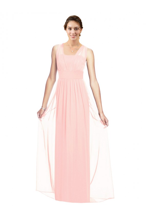Pink A-Line V-Neck Sleeveless Long Bridesmaid Dress Bolton