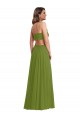 Open Back Olive Green A-Line V-Neck Long Plus Size Evening Gown / Bridesmaid Dress Bolton