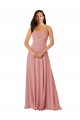 V-Back Bliss Pink A-Line V-Neck Sleeveless Long Bridesmaid Dress Bolton