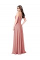V-Back Bliss Pink A-Line V-Neck Sleeveless Long Bridesmaid Dress Bolton