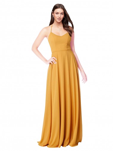 Saffron A-Line V-Neck Long Formal Dress / Bridesmaid Dress Bolton