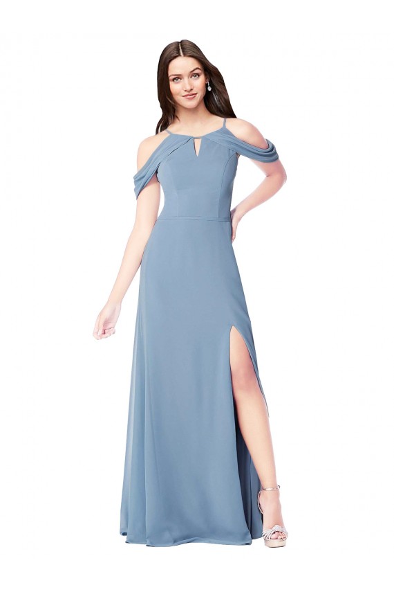 Dusty Blue A-Line Off the Shoulder Long Evening Dress / Bridesmaid Dress Bolton