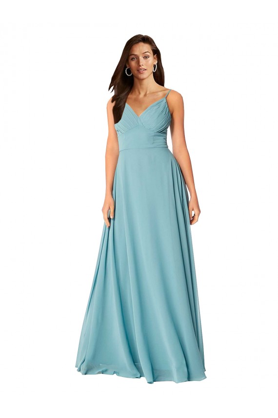 Turquoise A-Line V-Neck Long Bridesmaid Dress Bolton