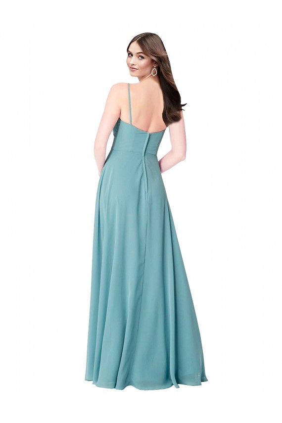 Turquoise A-Line V-Neck Long Bridesmaid Dress Bolton