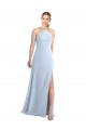 Open Back Light Sky Blue A-Line Halter Neck Long Bridesmaid Dress / Evening Dress Bolton