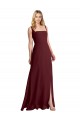 Low Back Burgundy Gold A-Line Square Neck Long Bridesmaid Dress Bolton