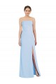 Low Back Light Sky Blue Trumpet Strapless Long Black Tie Evening Gown / Bridesmaid Dress Bolton