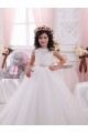 V-Back Ivory Ball Gown Bateau Neck Chapel Train Flower Girl Dress Bolton