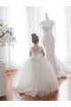 Ivory Ball Gown Bateau Neck Chapel Train Flower Girl Dress Bolton