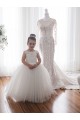 Ivory Ball Gown Bateau Neck Chapel Train Flower Girl Dress Bolton