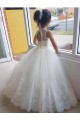 Keyhole Back Ivory Ball Gown High Neck Long Flower Girl Dress for Wedding Bolton