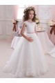 Keyhole Back Ivory Ball Gowns High Neck Long Flower Girl Dress Bolton