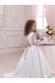 Ivory Ball Gown V-Neck Chapel Train Flower Girl Dress Bolton