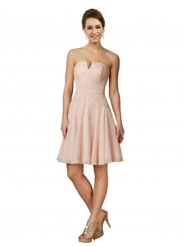 Pink A-Line Sweetheart Knee Length Bridesmaid Dress Bolton