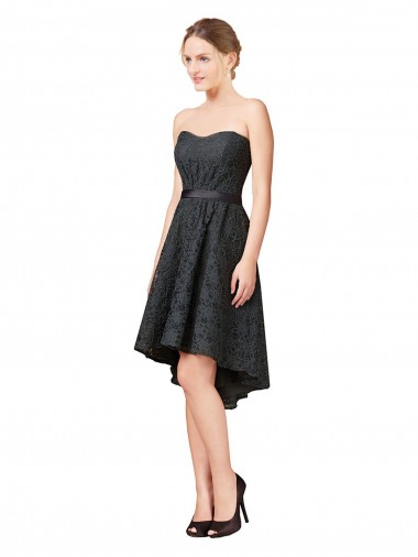 Slate Grey A-Line Sweetheart Knee Length High Low Bridesmaid Dress Bolton