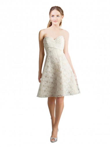 Ivory,Champagne A-Line Strapless Knee Length Bridesmaid Dress Bolton