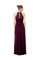Keyhole Back Dark Navy A-Line Illusion Neck Long Formal Dress / Bridesmaid Dress Bolton
