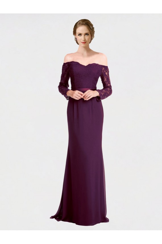 Low Back Grape Mermaid Off the Shoulder Long Bridesmaid Dress Bolton