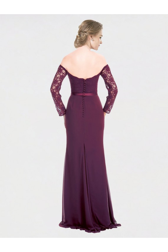 Low Back Grape Mermaid Off the Shoulder Long Bridesmaid Dress Bolton