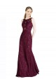 Keyhole Back Burgundy Gold A-Line High Neck Long Prom Dress / Bridesmaid Dress Bolton