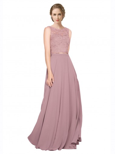 A-Line Illusion Neck Long Black Tie Prom Dress / Bridesmaid Dress Bolton