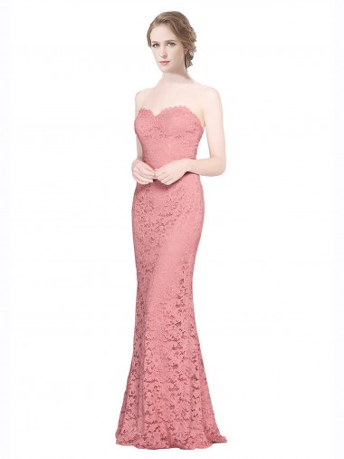 Salmon Mermaid Strapless Long Formal Dress / Bridesmaid Dress Bolton