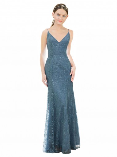Open Back Sheath V-Neck Long Bridesmaid Dress Bolton
