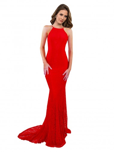 Open Back Red Mermaid High Neck Long Evening Gown / Prom Dress / Bridesmaid Dress Bolton