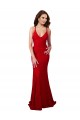 Open Back Red Mermaid V-Neck Long Formal Dress / Bridesmaid Dress Bolton