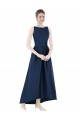 Dark Navy A-Line Bateau Neck Long High Low Bridesmaid Dress Bolton