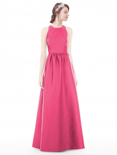 Keyhole Back Ruby A-Line Jewel Neck Long Bridesmaid Dress Bolton