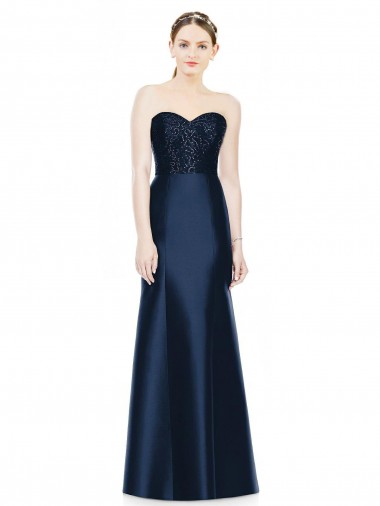 Dark Navy Mermaid Strapless Long Evening Dress / Bridesmaid Dress Bolton