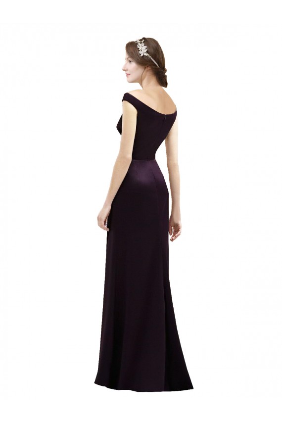 Grape A-Line Off the Shoulder Long Bridesmaid Dress Bolton