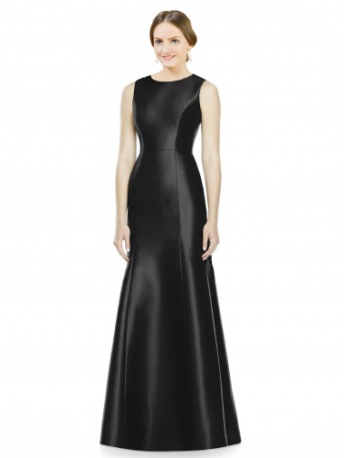 Keyhole Back Black Mermaid High Neck Sleeveless Long Bridesmaid Dress Bolton