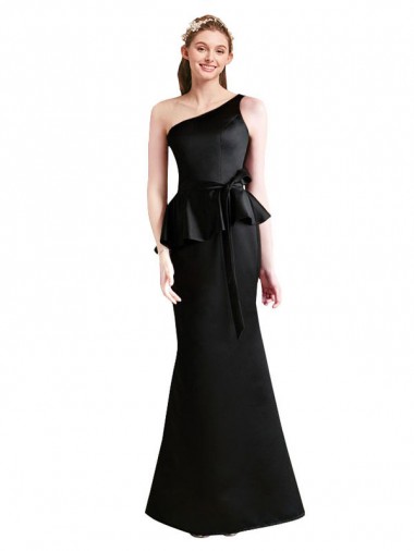 Black Mermaid One Shoulder Sleeveless Long Bridesmaid Dress Bolton