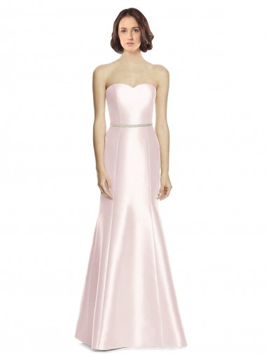 Pink Mermaid Strapless Long Bridesmaid Dress Bolton