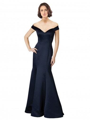 Dark Navy Mermaid V-Neck Long Prom Dress / Bridesmaid Dress Bolton