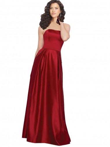 Dark Red A-Line Strapless Long Prom Dress / Bridesmaid Dress Bolton