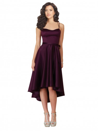 Open Back Grape A-Line Scoop Neck Neck Short High Low Prom Dress / Bridesmaid Dress Bolton