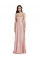 Low Back Rose Gold Sheath V-Neck Long Formal Evening Gown / Prom Dress / Bridesmaid Dress Bolton