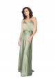 V-Back Smoke Green A-Line V-Neck Long Formal Evening Gown / Bridesmaid Dress Bolton