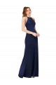Open Back Sapphire Sheath High Neck Long Formal Evening Gown / Prom Dress / Bridesmaid Dress Bolton
