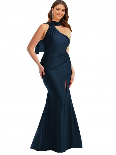 Dark Navy Mermaid Halter Neck Long Formal Plus Size Evening Gown / Prom Dress / Bridesmaid Dress Bolton