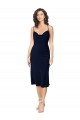 Open Back Dark Navy A-Line Cowl Neck Midi Length Formal Evening Gown / Prom Dress / Bridesmaid Dress Bolton