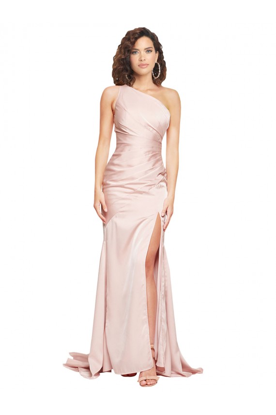 Pink Sheath One Shoulder Long Black Tie Evening Dress / Prom Dress / Bridesmaid Dress Bolton